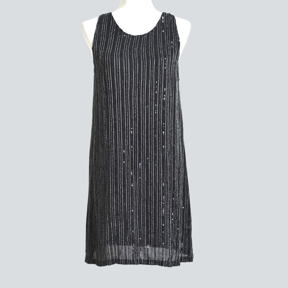MLV Women's Embellished & Sequined Mini Black Dress Size M